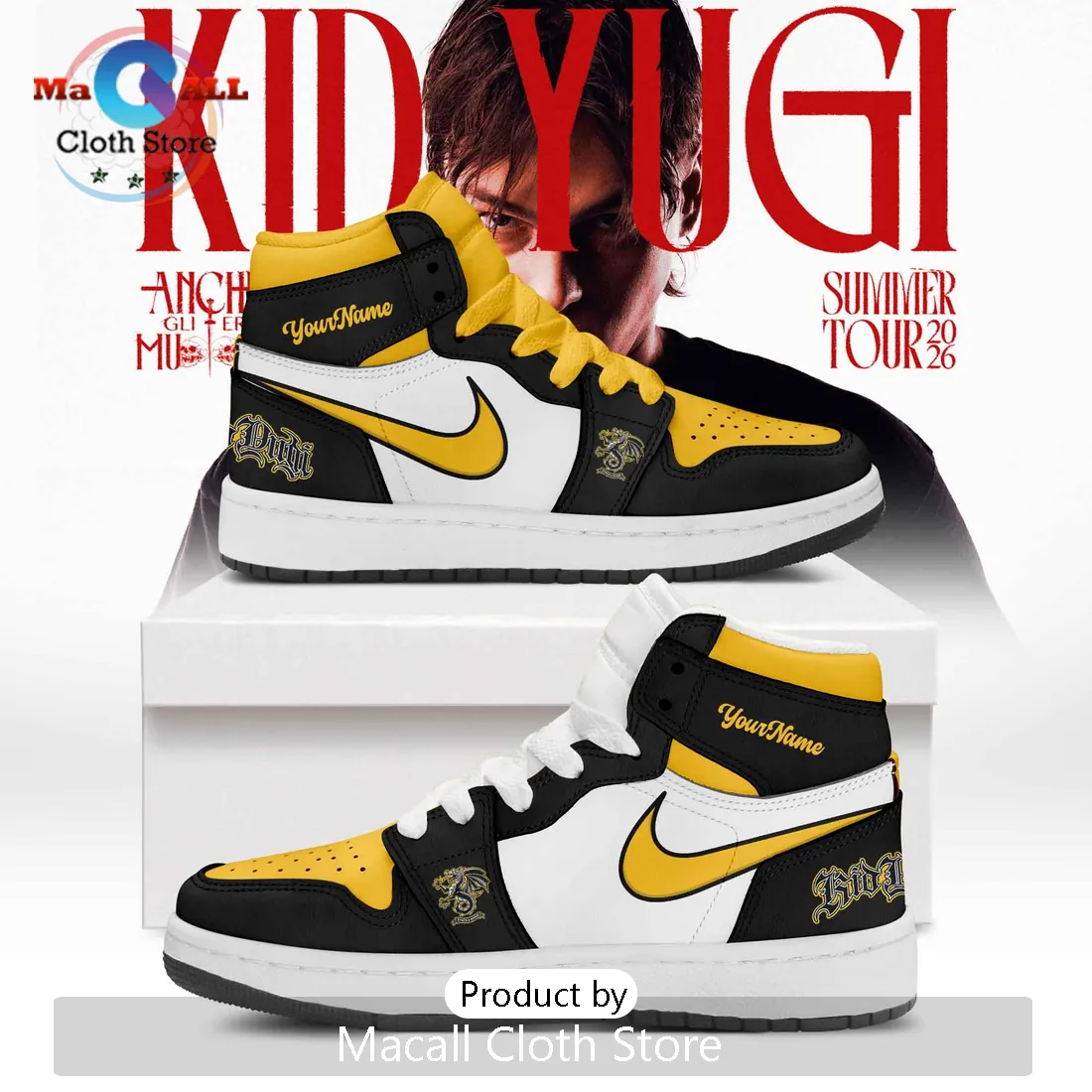 Kid Yugi Summer Tour 2026 Custom Name Premium High Top Sneakers