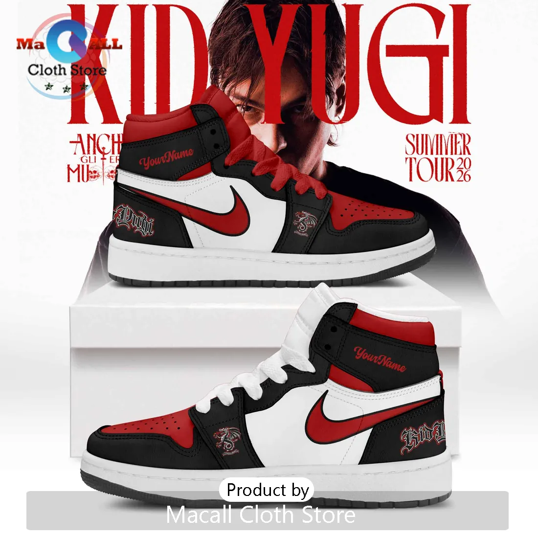Custom Kid Yugi Summer Tour 2026 Personalized High Top Sneakers
