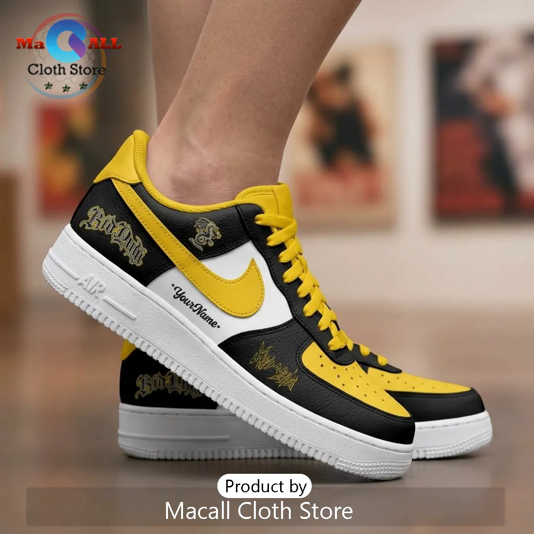Kid Yugi Album Merch Personalized Black Yellow Air Force 1 Sneakers