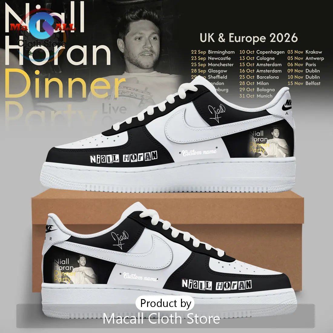 Niall Horan Dinner Party Tour 2026 Personalized Air Force 1 Sneakers