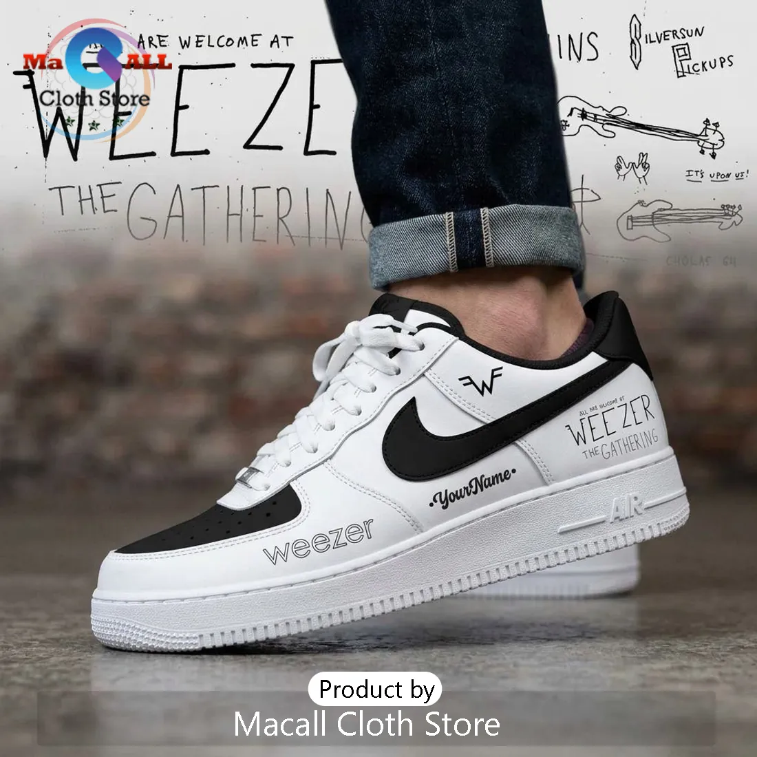 Weezer The Gathering Concert Tour Custom Air Force 1 Sneakers