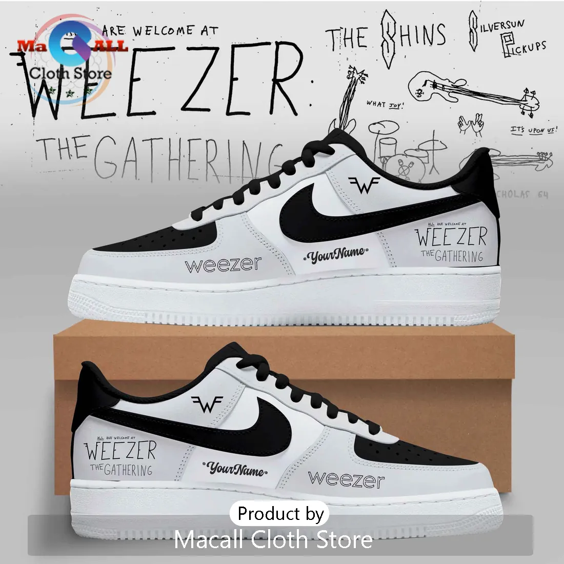 Weezer The Gathering Concert Tour Custom Air Force 1 Sneakers