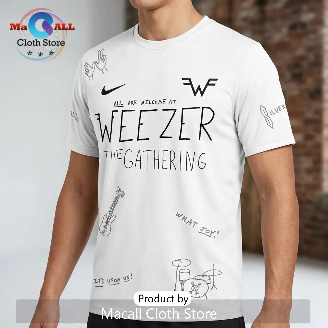 Weezer The Gathering Tour Graphic Doodle Art Pullover Hoodie