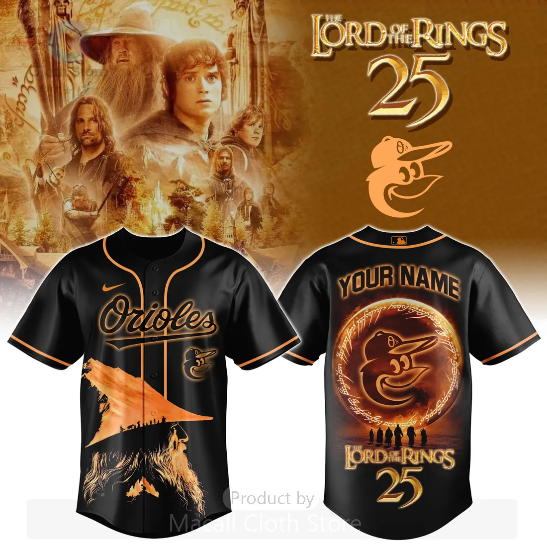 Baltimore Orioles Lord of the Rings Custom Name Baseball Jersey Baltimore Orioles Lord of the Rings Custom Name Baseball Jersey