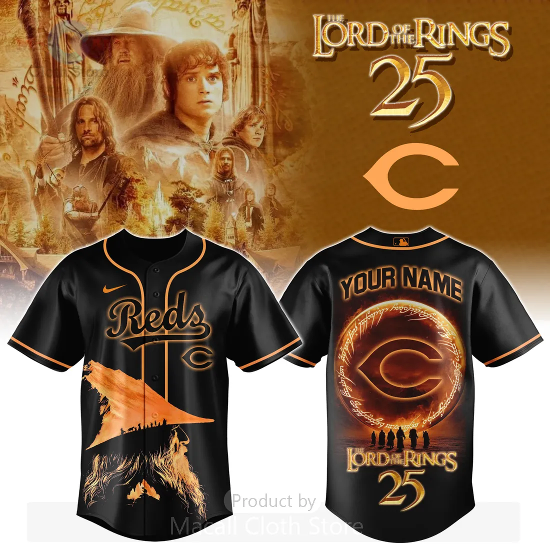 Cincinnati Reds Lord of the Rings 25th Anniversary Custom Baseball Jersey