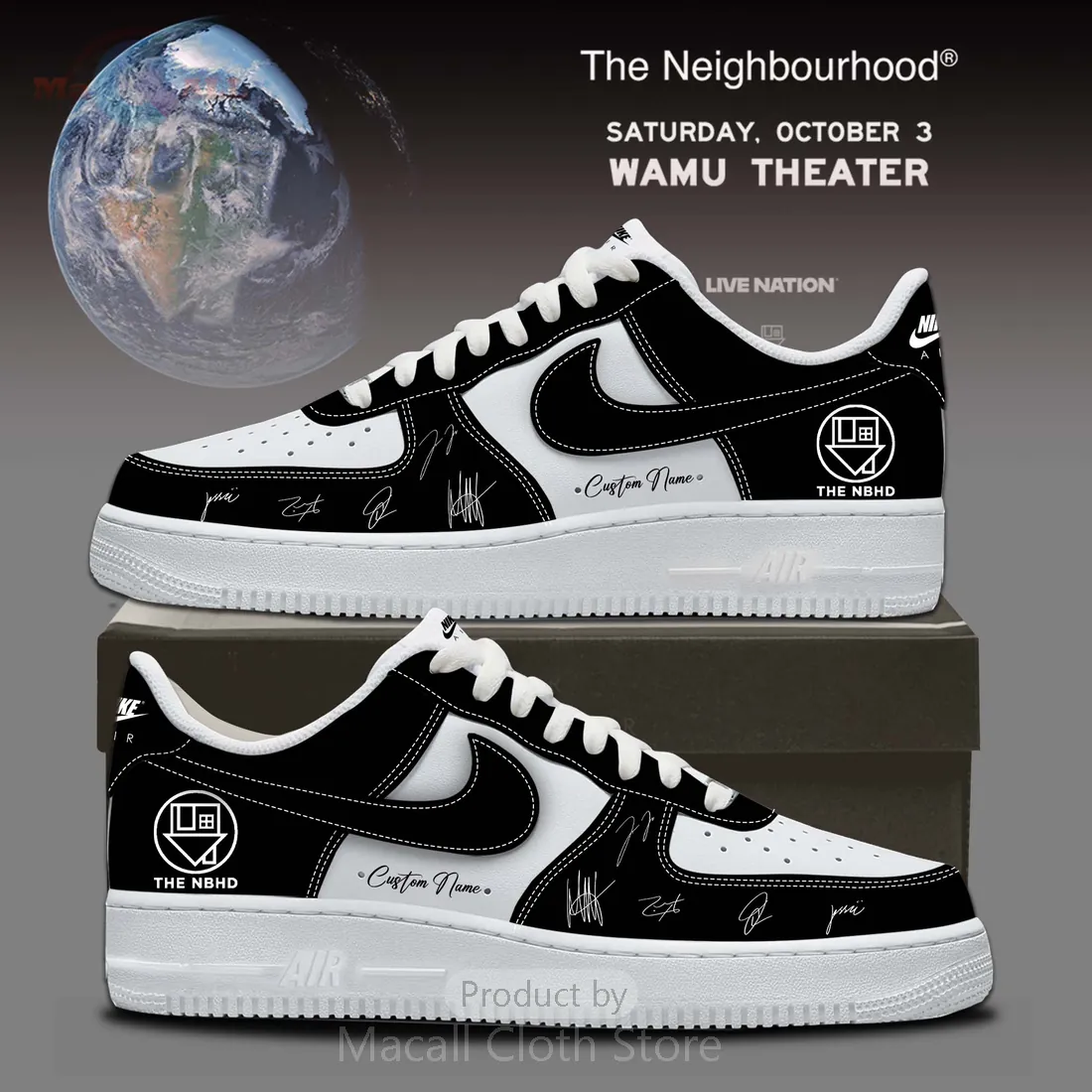 The Neighbourhood NBHD Wourld Tour Signed Custom Nike Air Force 1 Shoes
