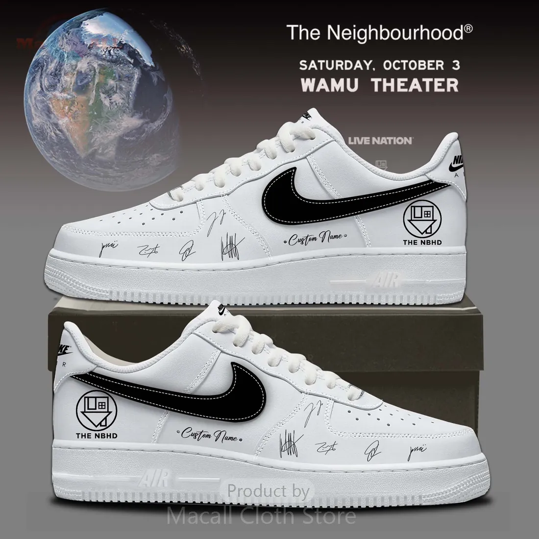 The Neighbourhood Wourld Tour Signed Custom Air Force 1 Sneakers