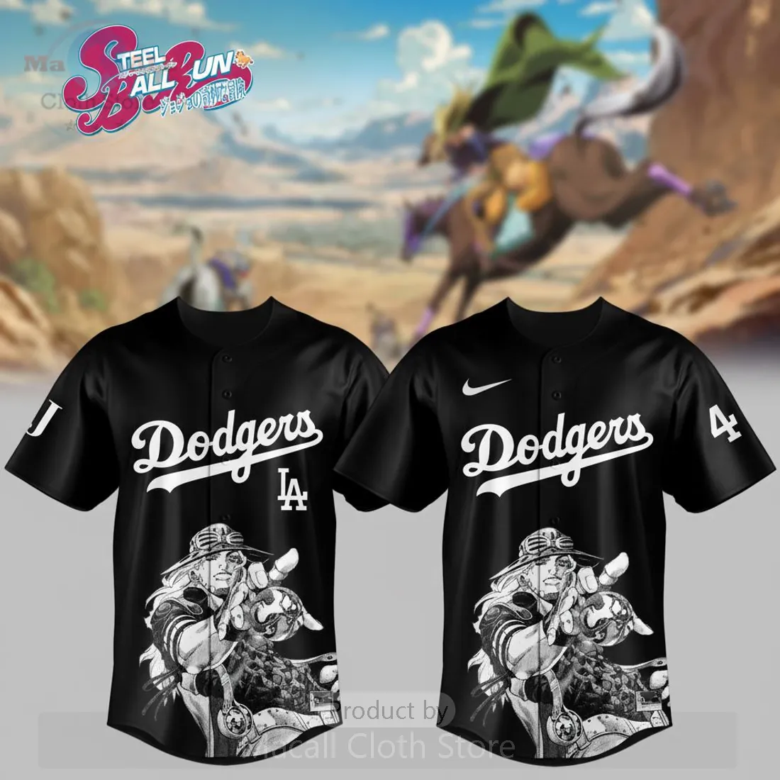 LA Dodgers Steel Ball Run Limited Edition Anime Crossover Fan Baseball Jersey