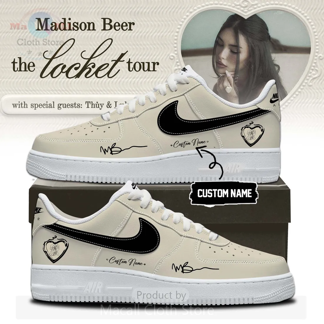 Madison Beer The Locket Tour Custom Nike Air Force 1 Sneakers