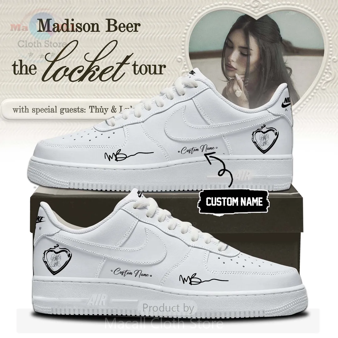 Madison Beer The Locket Tour Personalized Custom Air Force 1 Sneakers