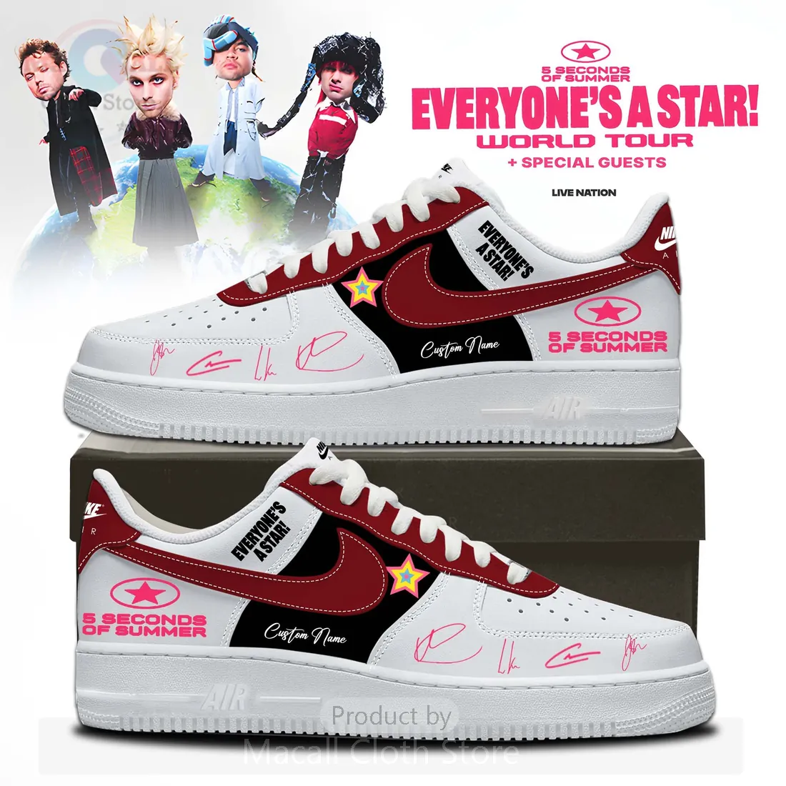 5 Seconds of Summer Everyone’s A Star Tour Custom Air Force 1 Shoes