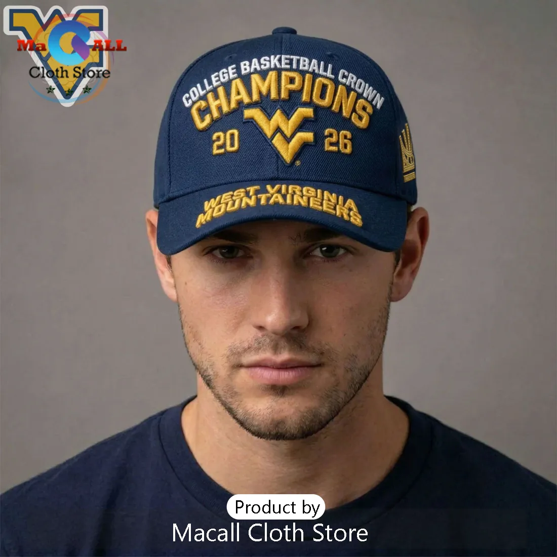 West Virginia Mountaineers 2026 College Basketball Champions Crown Hat