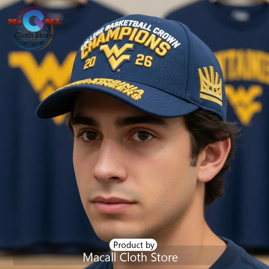 West Virginia Mountaineers 2026 College Basketball Champions Crown Hat West Virginia Mountaineers 2026 College Basketball Champions Crown Hat
