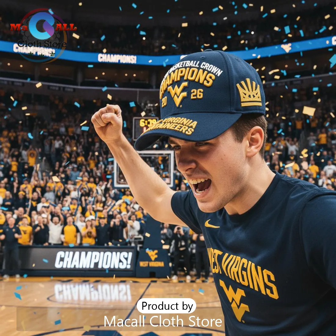 West Virginia Mountaineers 2026 College Basketball Champions Crown Hat West Virginia Mountaineers 2026 College Basketball Champions Crown Hat