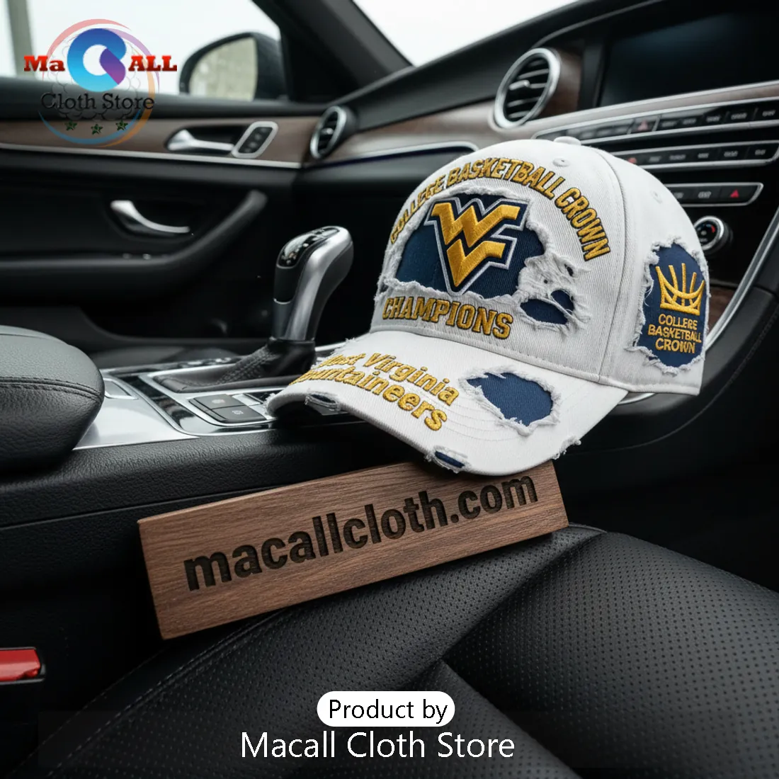 West Virginia Mountaineers College Basketball Crown Distressed Baseball Cap