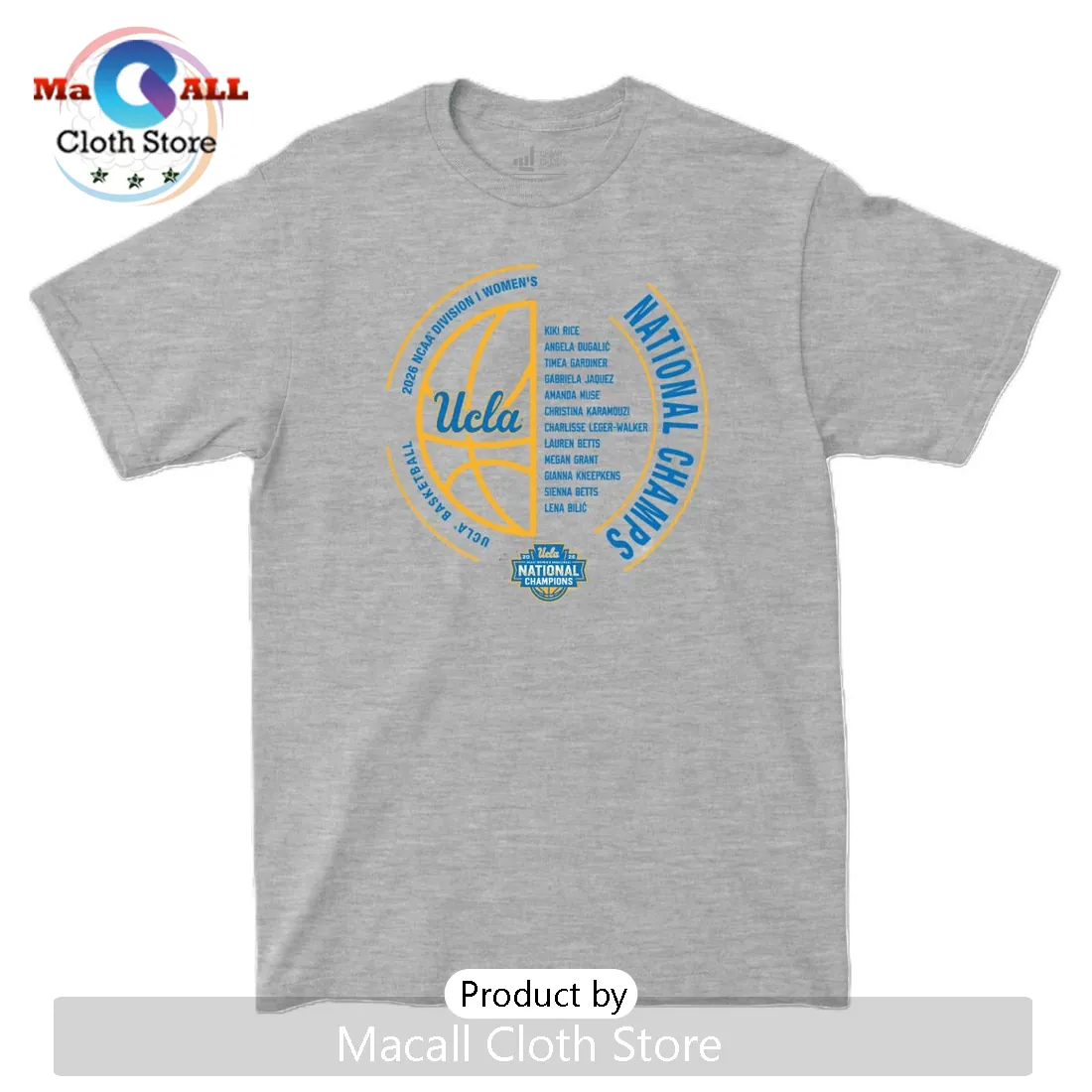 UCLA 2026 NCAA Women’s Basketball National Champs Roster T-Shirt