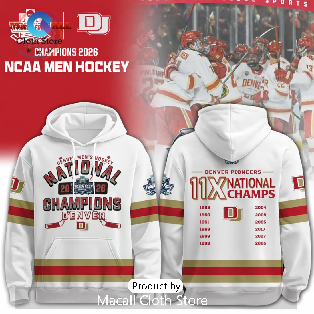 Denver Pioneers Men’s Hockey 2026 National Champions Limited Edition Hoodie