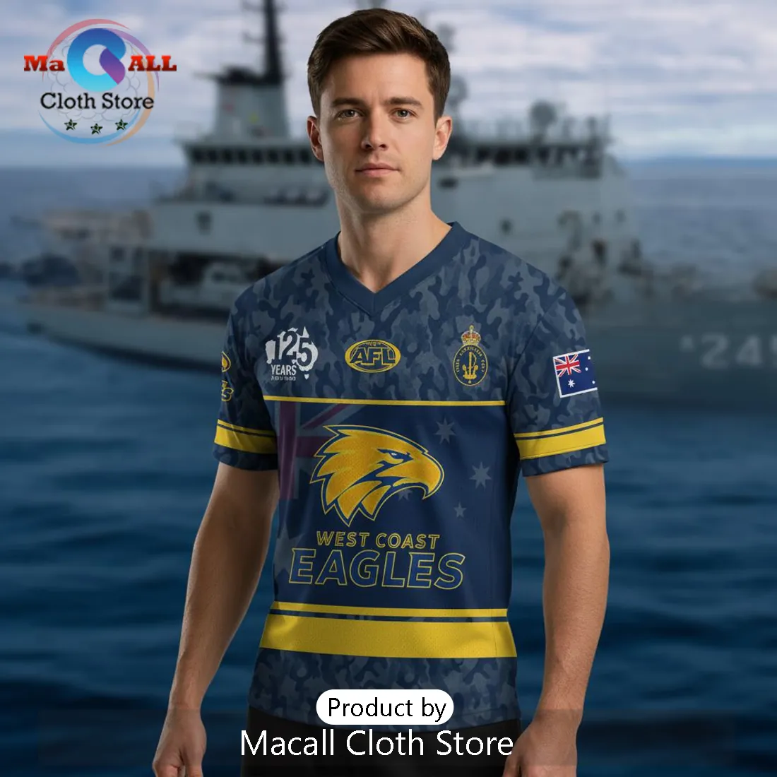 West Coast Eagles Australian Navy 125th Anniversary Limited Edition Jersey