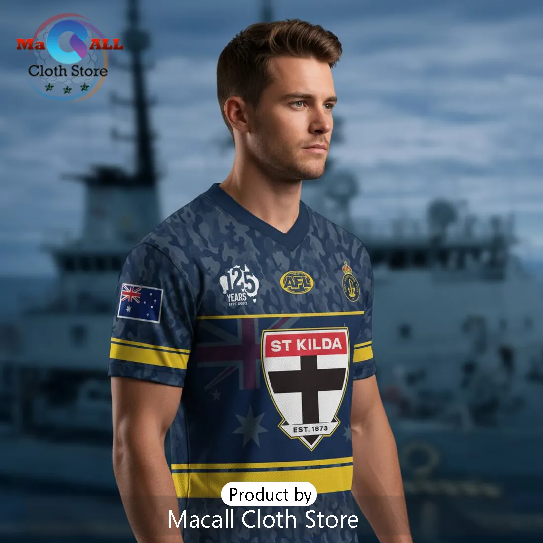 St Kilda Saints AFL Australian Navy 125th Anniversary Commemorative Jersey St Kilda Saints AFL Australian Navy 125th Anniversary Commemorative Jersey