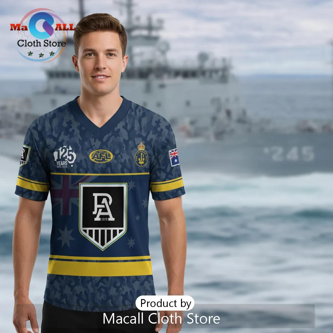 Port Adelaide Power AFL Australian Navy 125th Anniversary Limited Edition Jersey Port Adelaide Power AFL Australian Navy 125th Anniversary Limited Edition Jersey