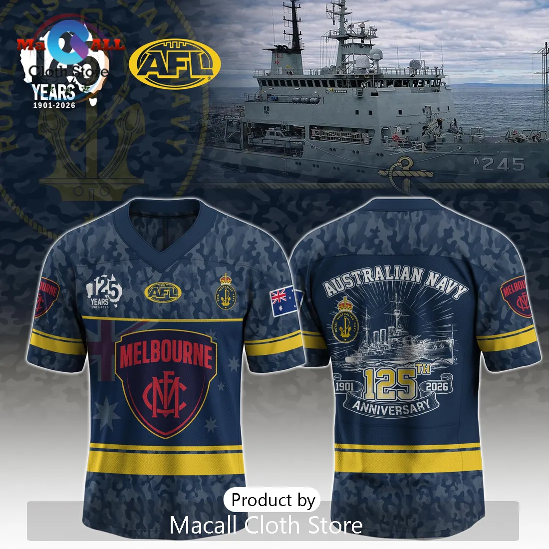 Melbourne Demons Australian Navy 125th Anniversary Commemorative Jersey