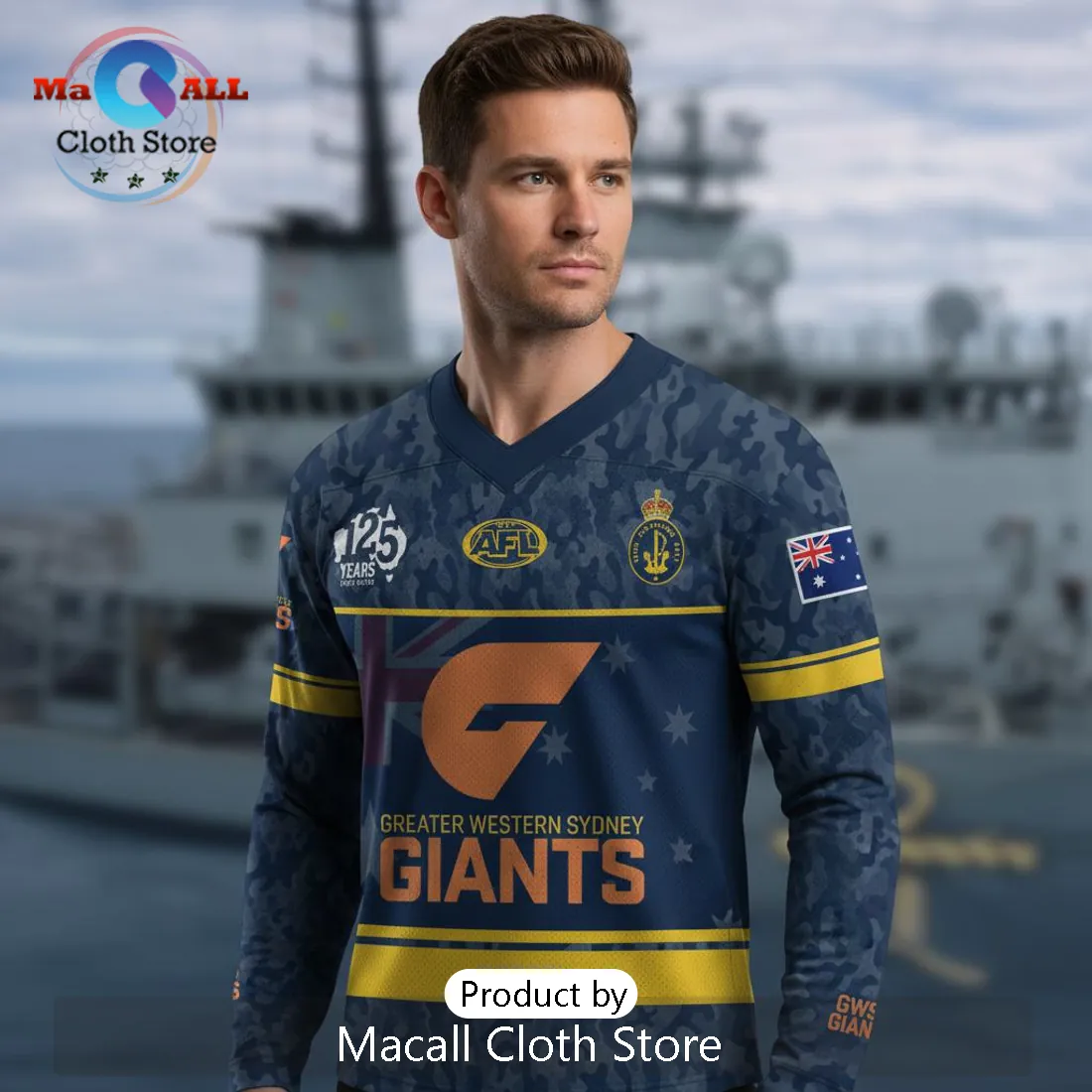 GWS Giants Australian Navy 125th Anniversary Commemorative AFL Jersey