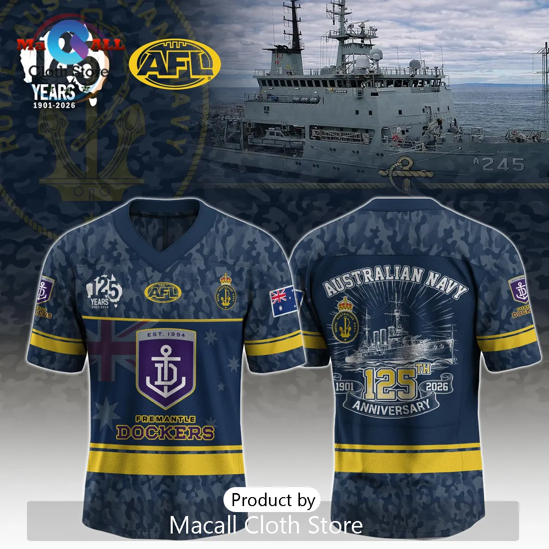 Fremantle Dockers Australian Navy 125th Anniversary Limited Edition Camo Jersey
