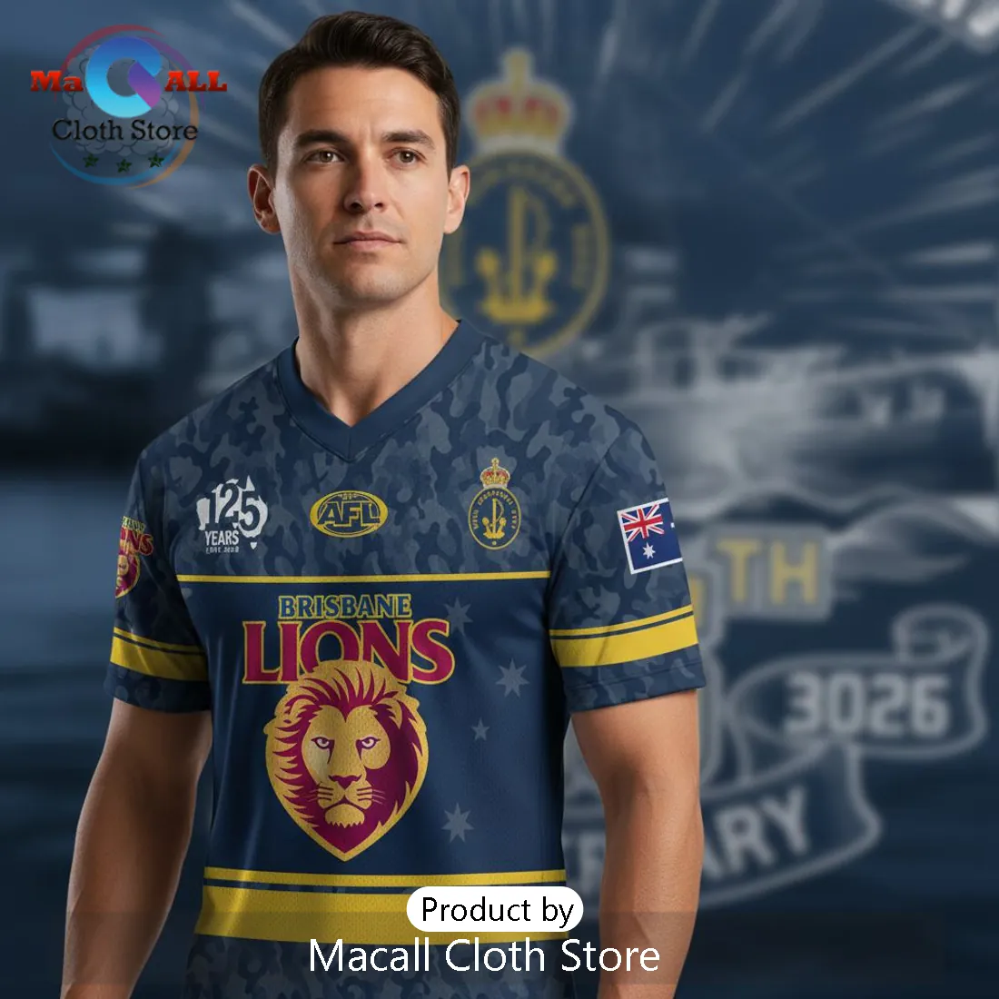 Brisbane Lions Australian Navy 125th Anniversary Commemorative Limited Edition Jersey Brisbane Lions Australian Navy 125th Anniversary Commemorative Limited Edition Jersey