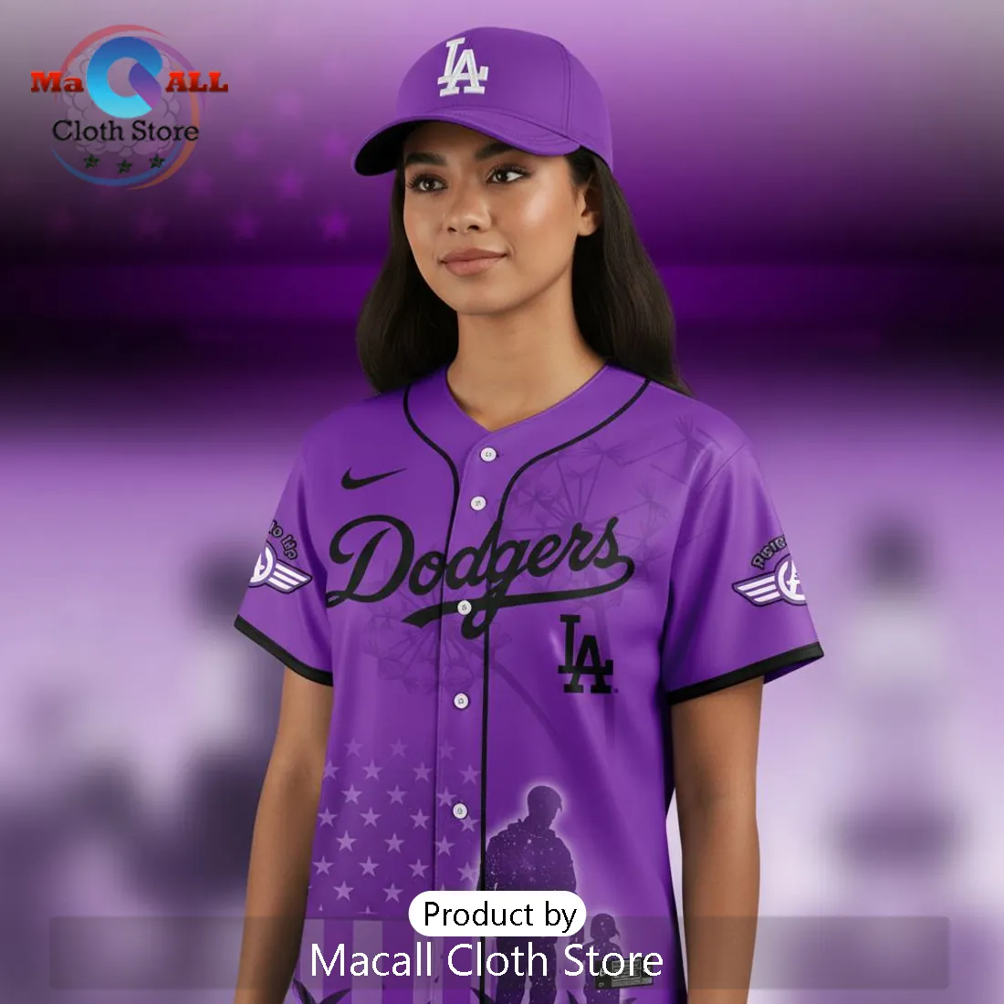 LA Dodgers Month of the Military Child Purple Special Edition Baseball Jersey