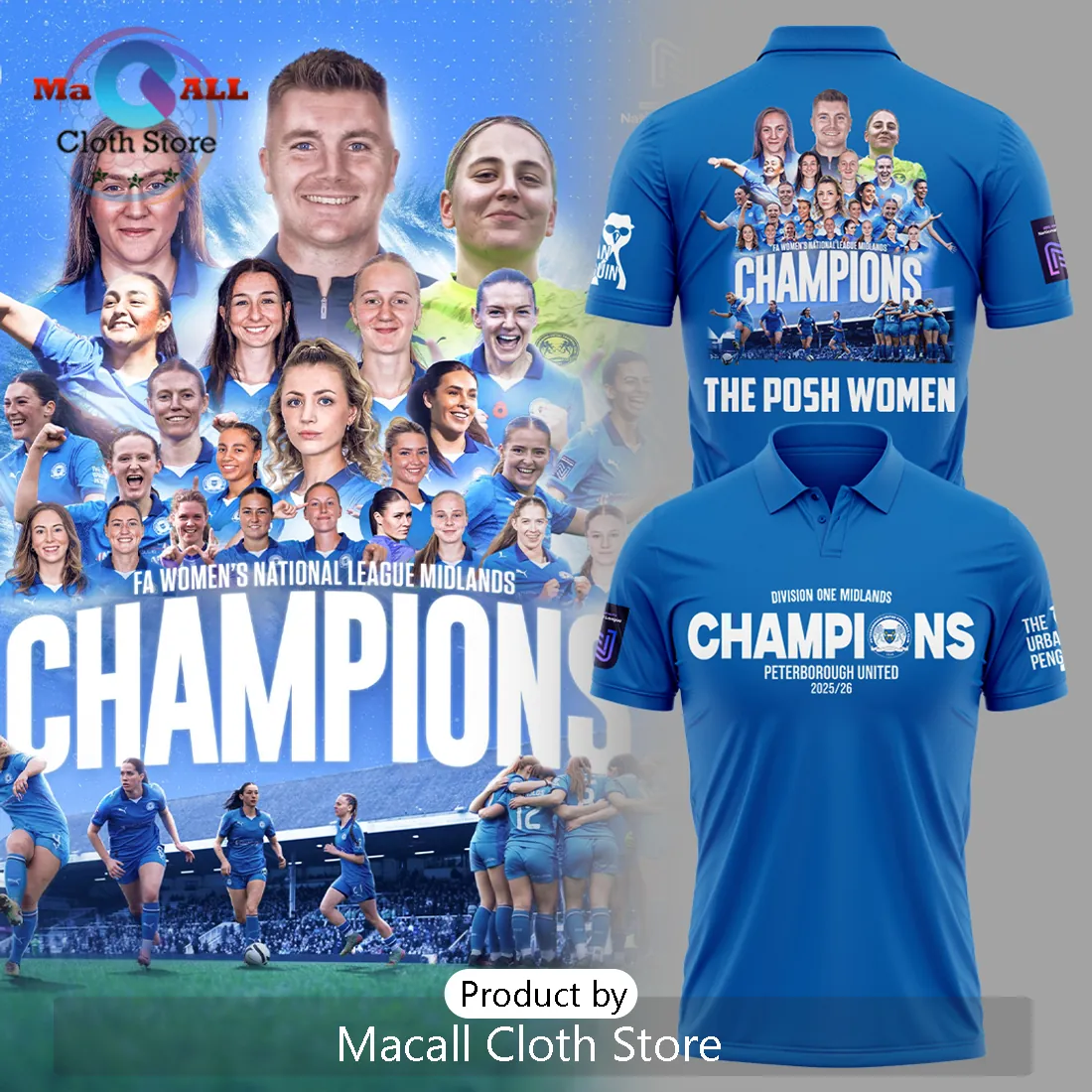 The Posh Women FA National League Midlands Champions Polo Shirt