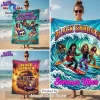 AC/DC Summer Surfing Rock Band Members Vibrant Cartoon Beach Towel