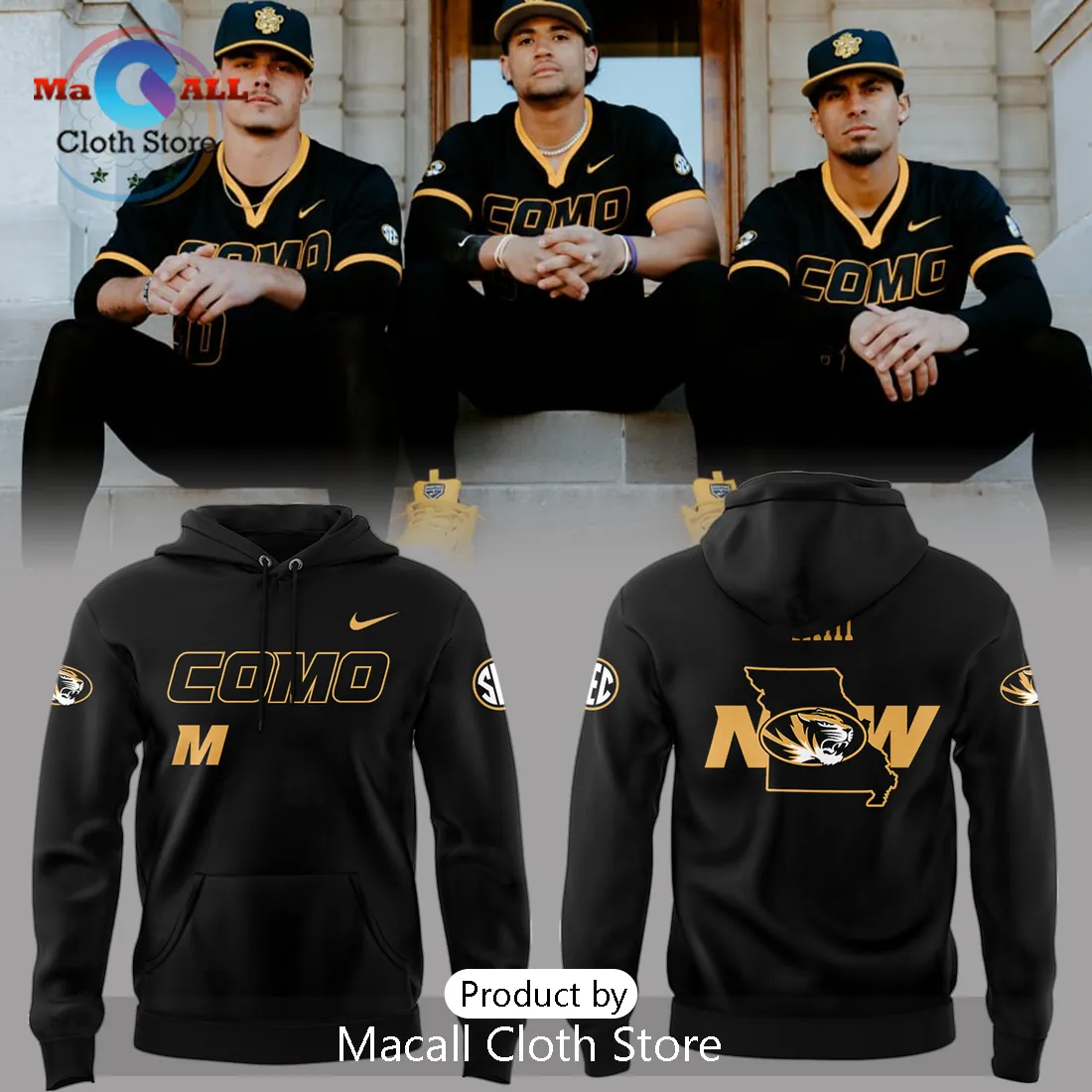 Mizzou Tigers COMO SEC Collegiate Black Gold Apparel Hoodie