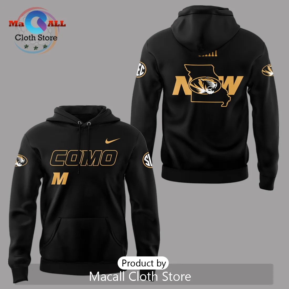 Mizzou Tigers COMO SEC Collegiate Black Gold Apparel Hoodie