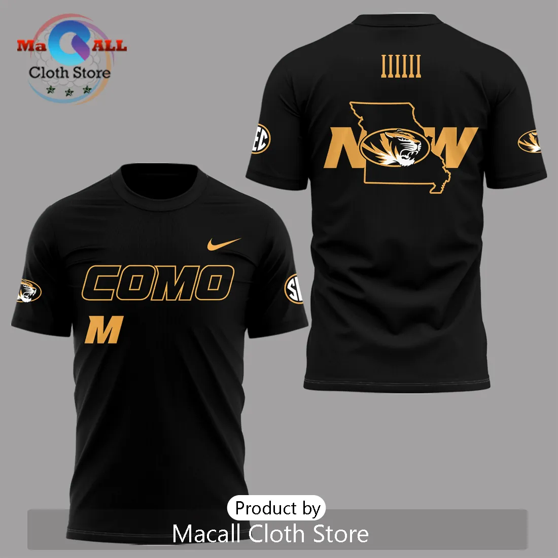 Mizzou Tigers Baseball Black Gold COMO Columns Shirt