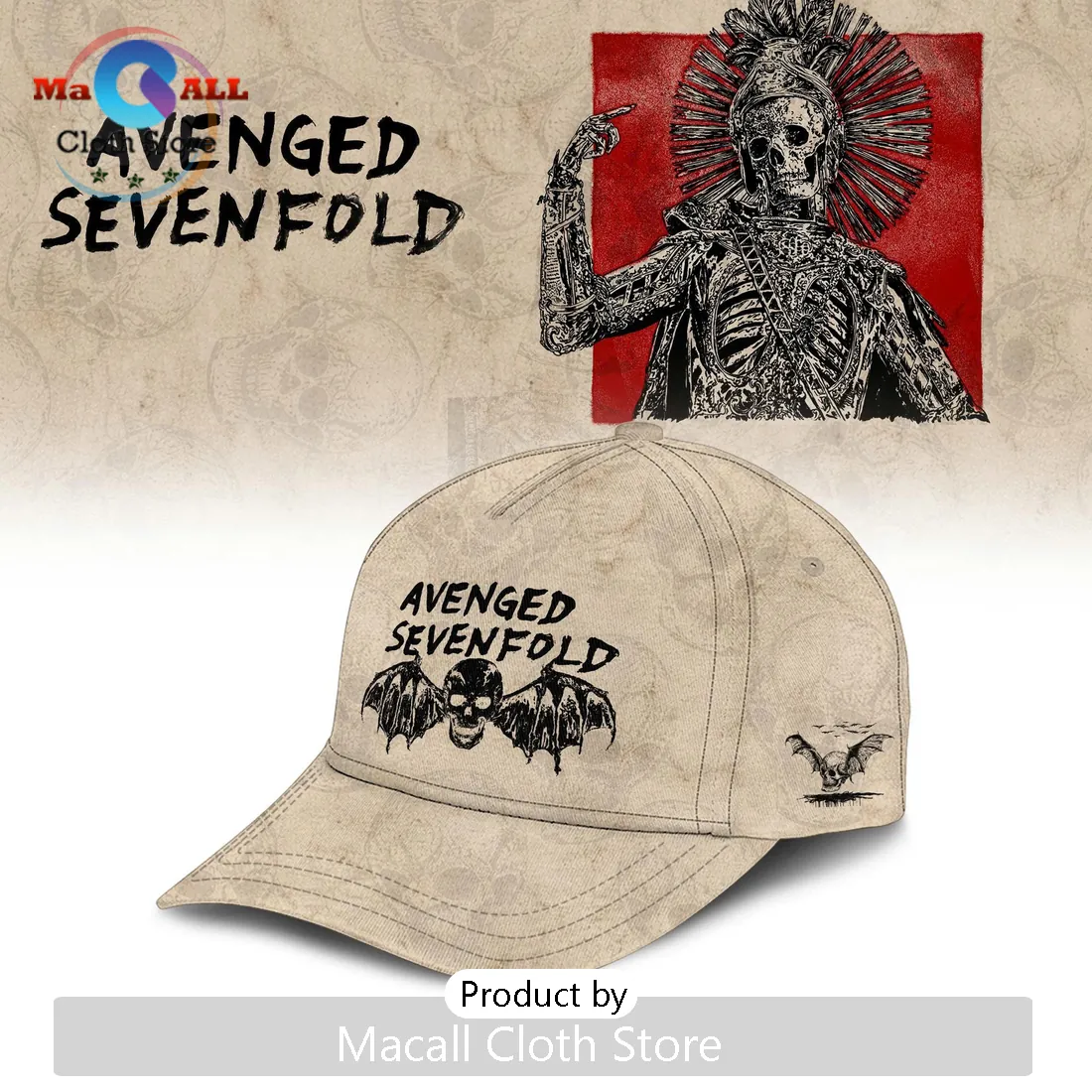 Avenged Sevenfold Signed Limited Edition Skull Graphic Baseball Jersey