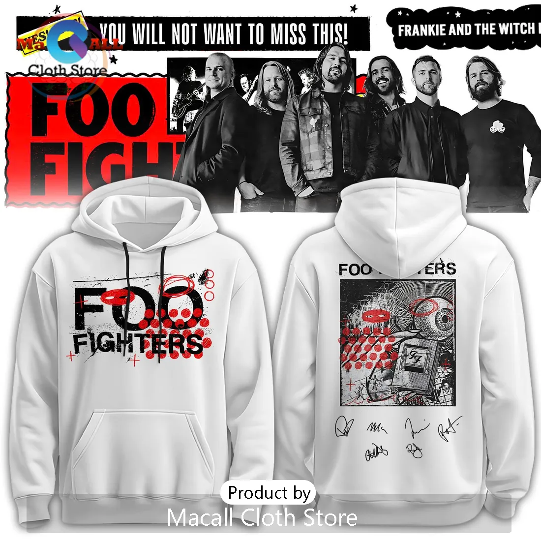 Foo Fighters Limited Edition Autographed Band Merch Hoodie