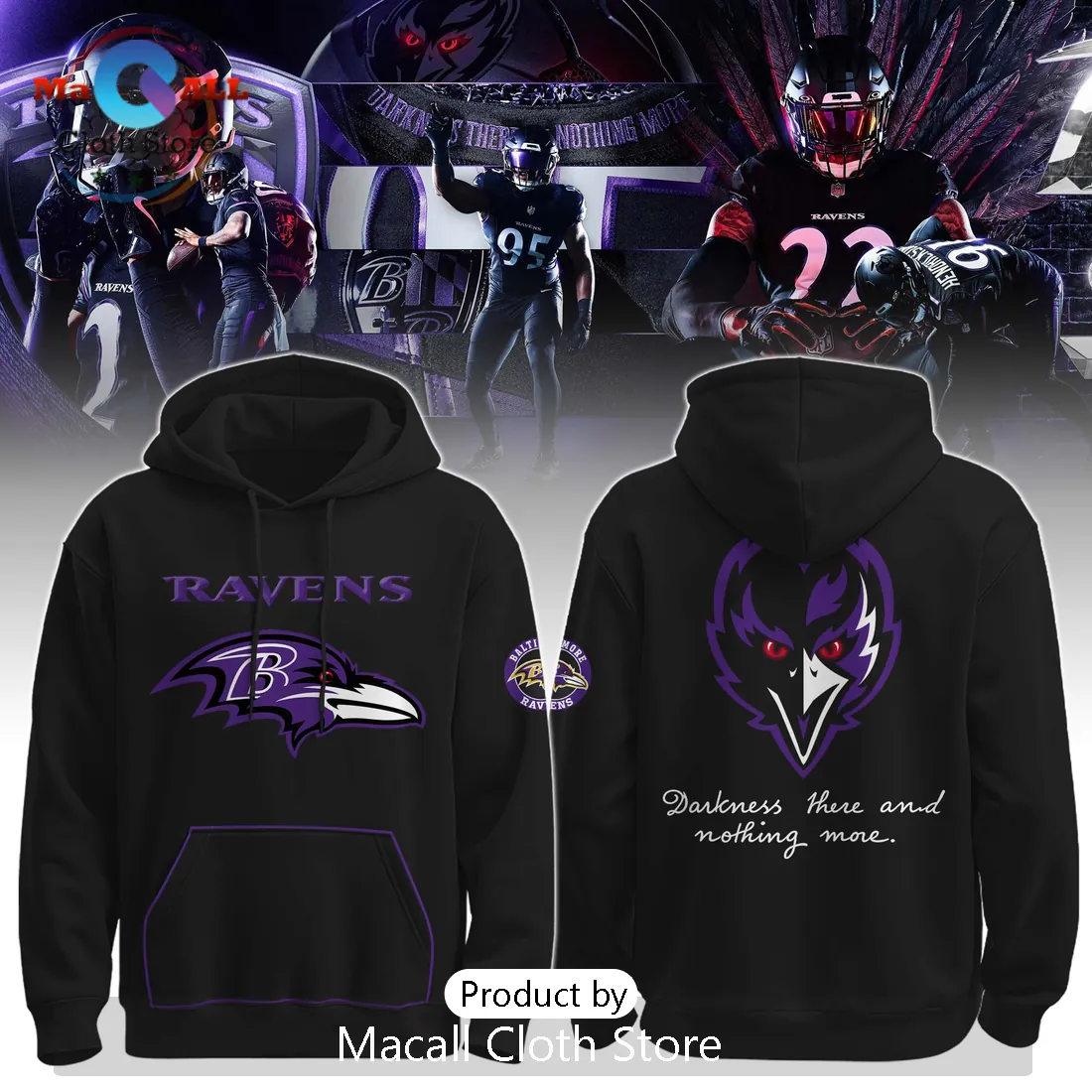 Baltimore Ravens Darkness There Poe Quote Black Pullover Hoodie