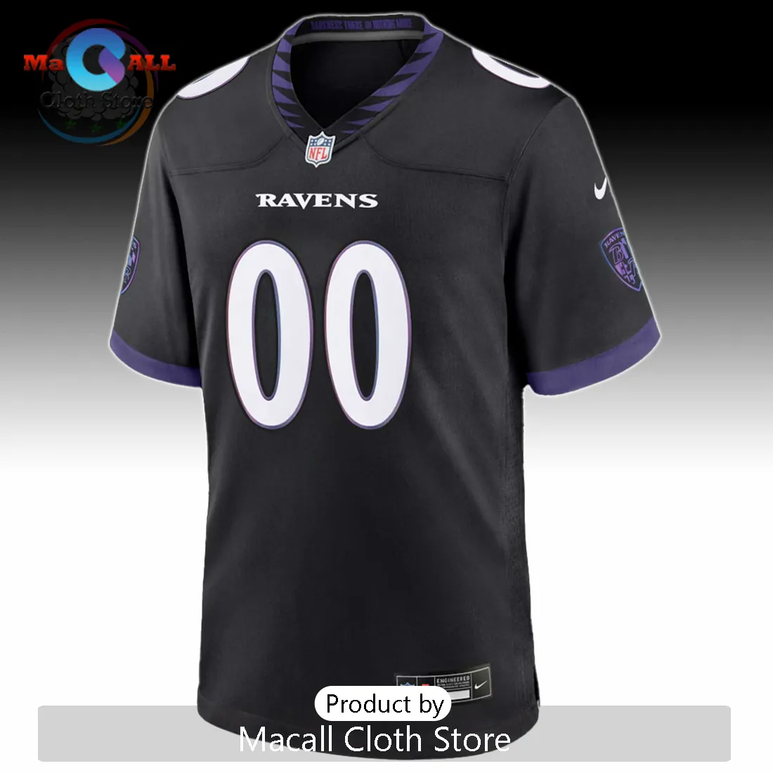 Baltimore Ravens Darkness There Black Custom Football Jersey