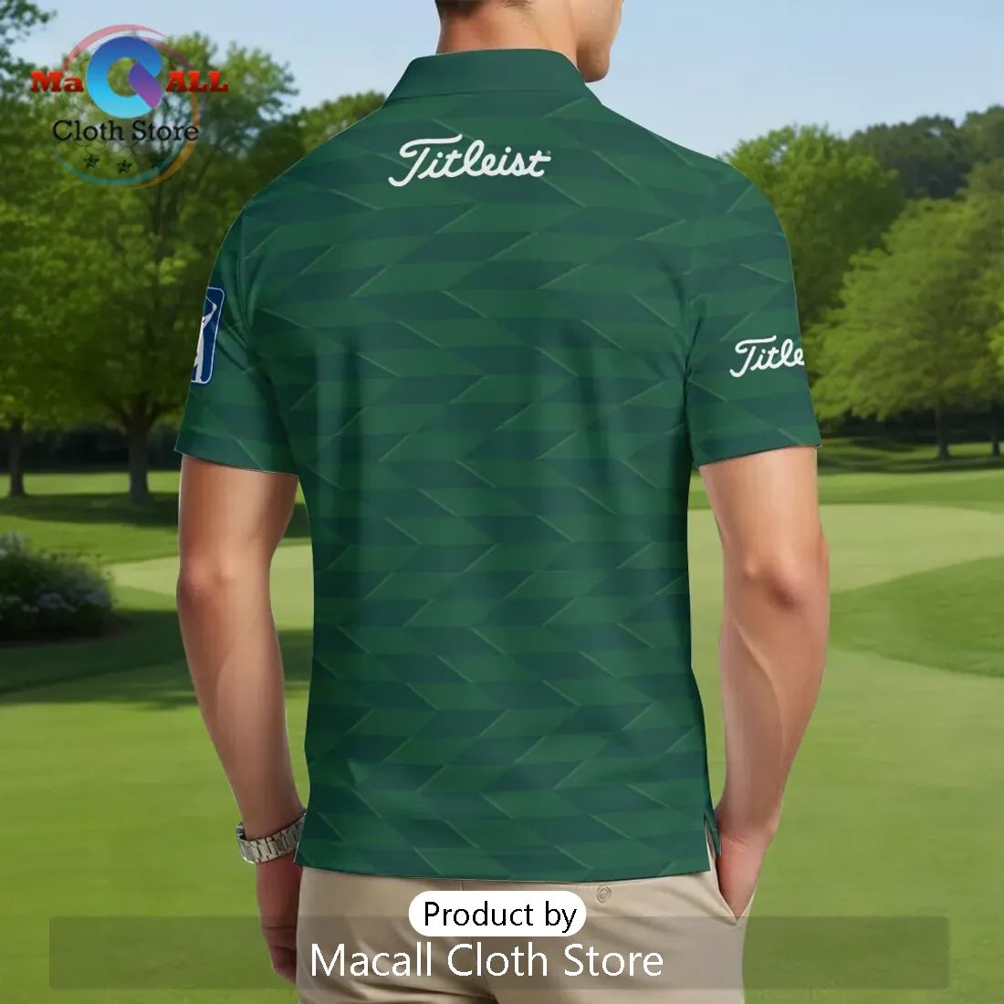Masters Tournament Titleist Augusta Green Geometric Polo Shirt Masters Tournament Titleist Augusta Green Geometric Polo Shirt
