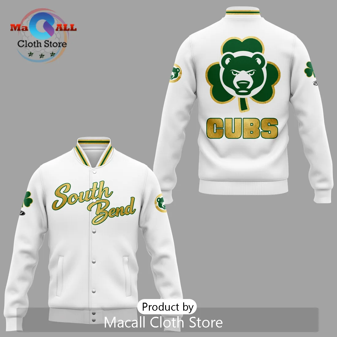 Cubs Irish Shamrock Green Gold Fan Collection Premium Baseball Jacket
