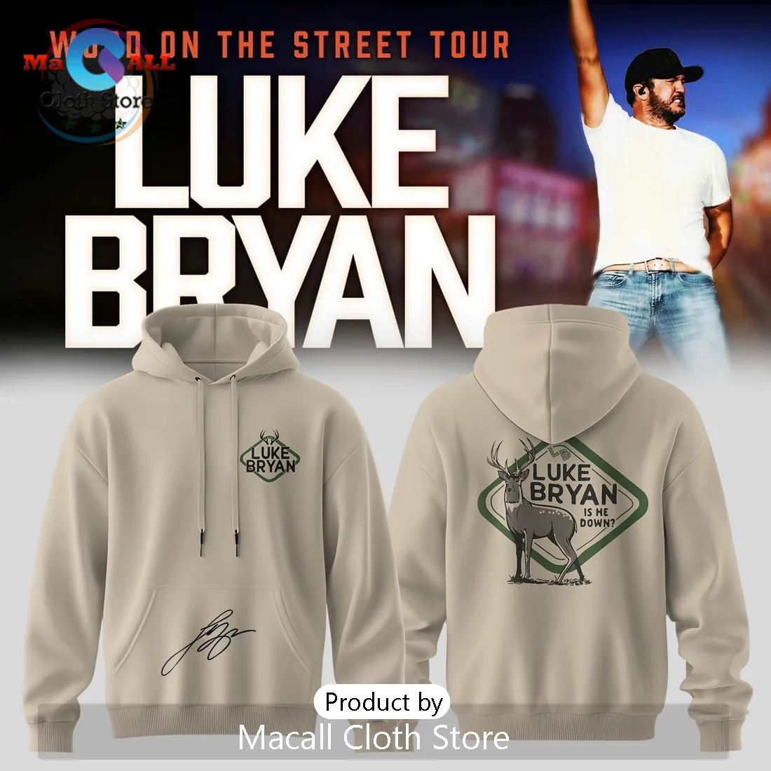 Luke Bryan Word On The Street Tour 2026 Exclusive Deer Hunter Hoodie
