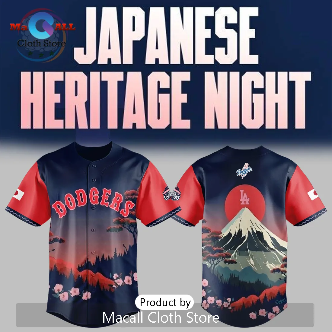 Dodgers Japanese Heritage Special Edition Mount Fuji Sunset Sakura Baseball Jersey Dodgers Japanese Heritage Special Edition Mount Fuji Sunset Sakura Baseball Jersey