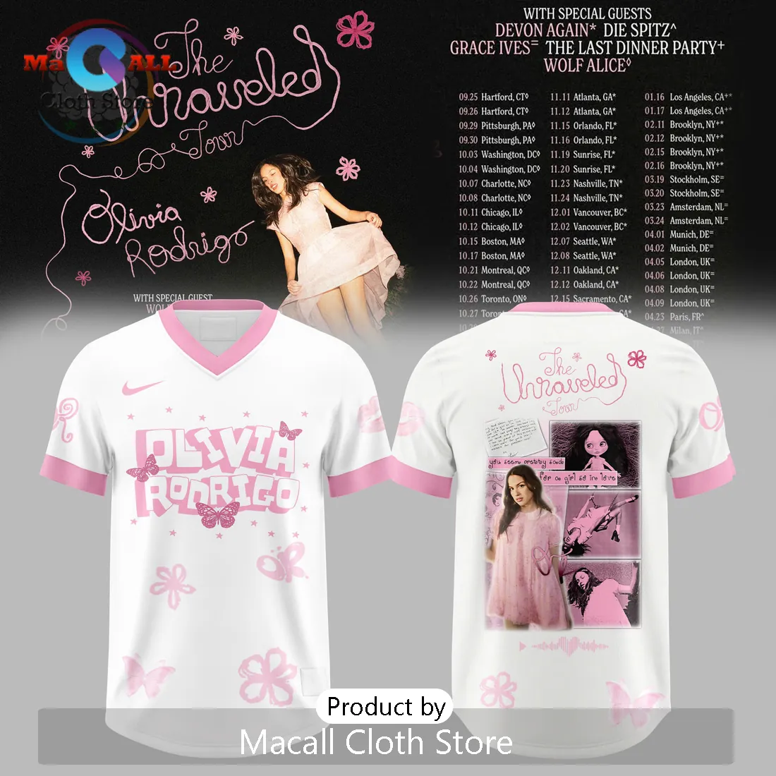 Olivia Rodrigo Unraveled Tour White Hoodie 2026
