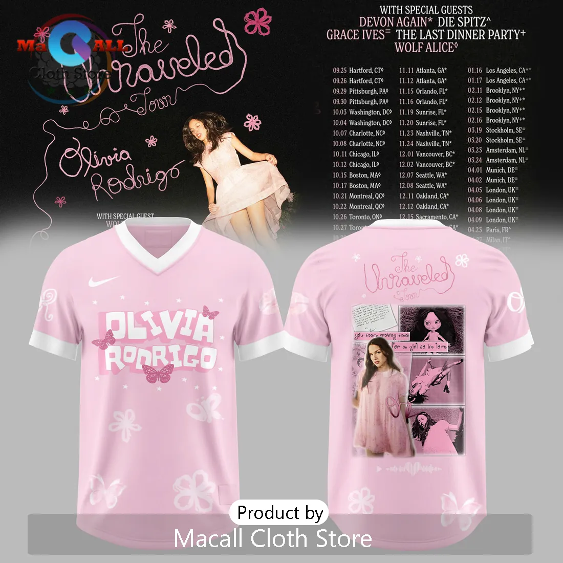 Olivia Rodrigo Unraveled Tour Pink Fan Merch Hoodie 2026