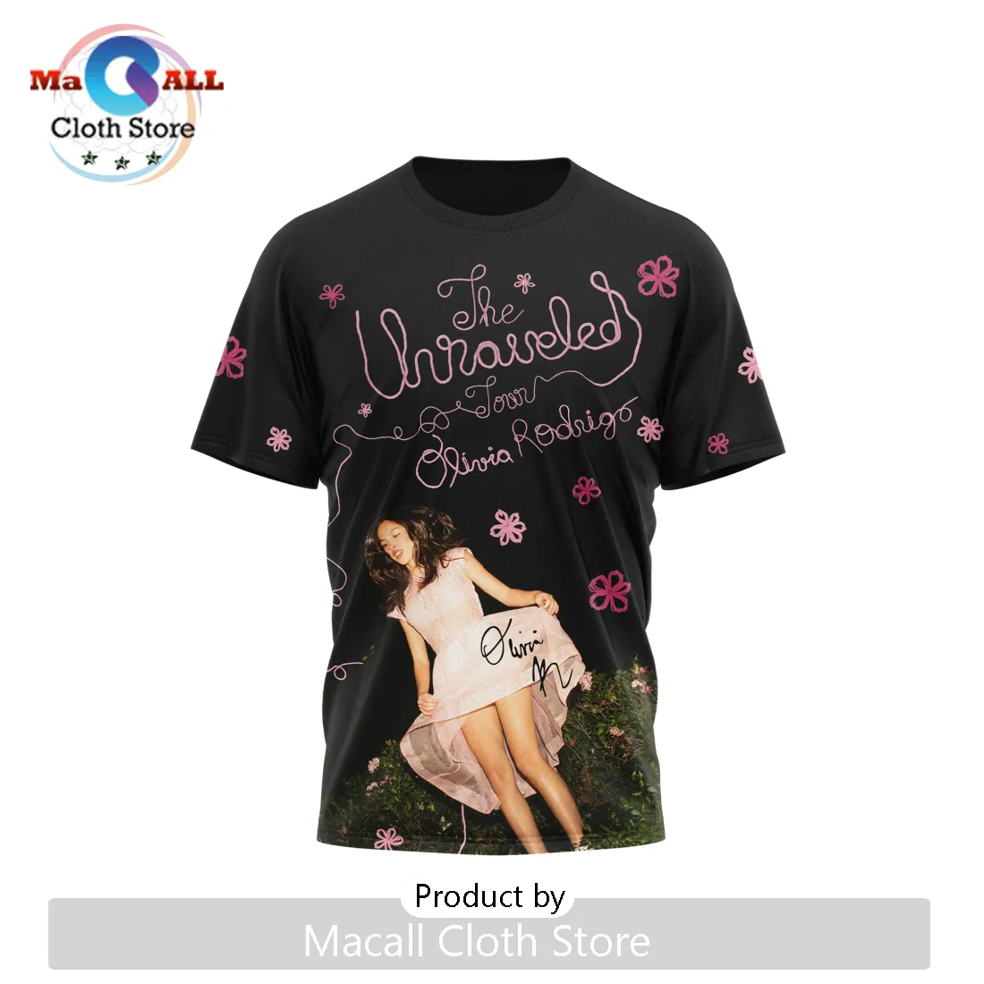 Olivia Rodrigo The Unraveled Tour Black Concert Fan Merchandise T-Shirt