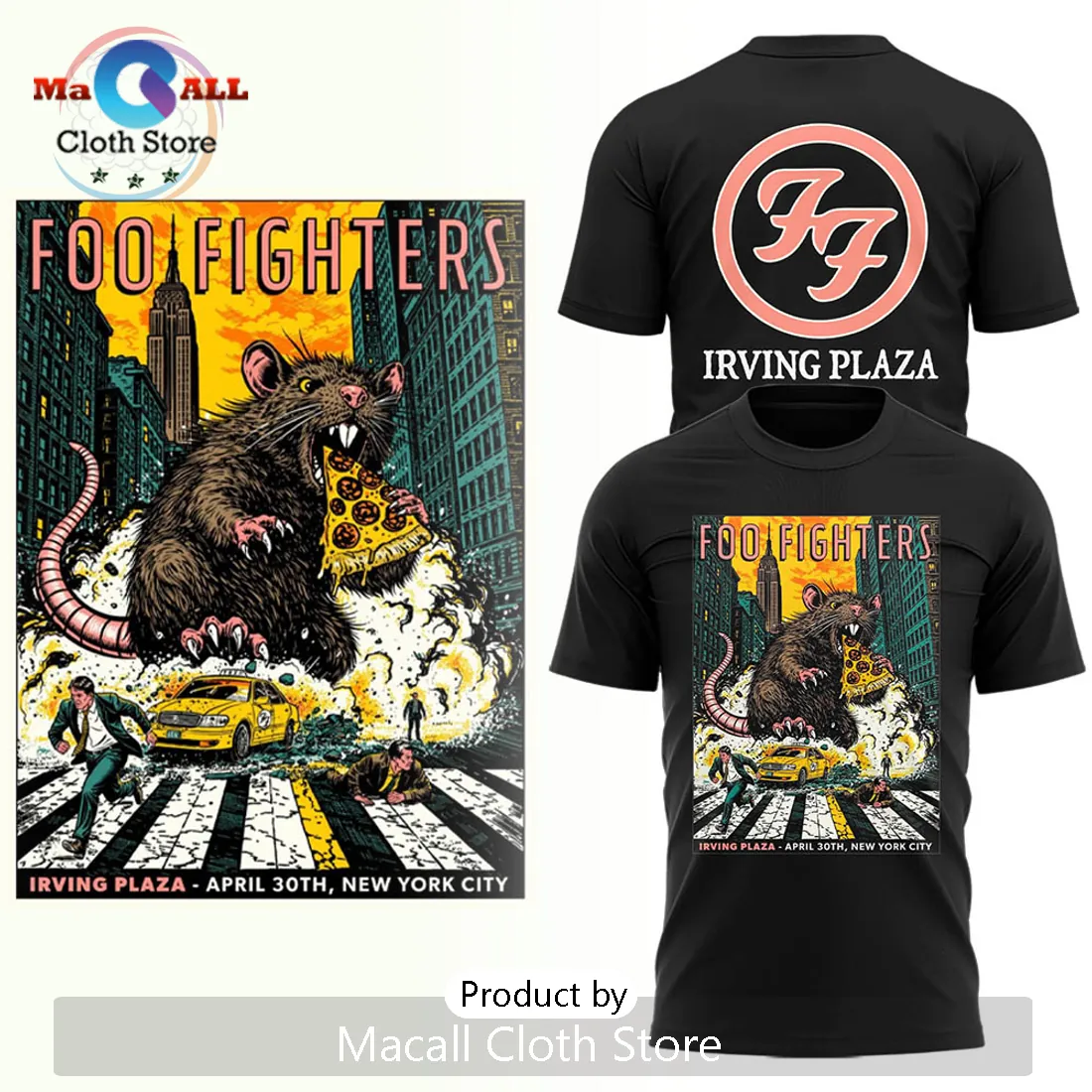 Foo Fighters Irving Plaza NYC April 30th Concert Rat Pizza Graphic Hoodie Foo Fighters Irving Plaza NYC April 30th Concert Rat Pizza Graphic Hoodie