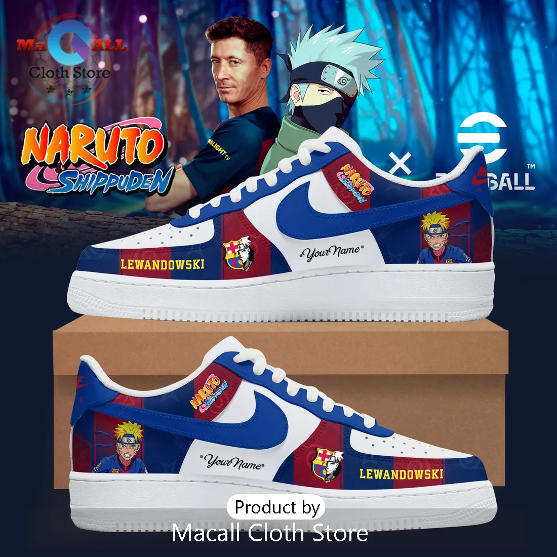 FC Barcelona Naruto Shippuden Lewandowski Custom Air Force 1