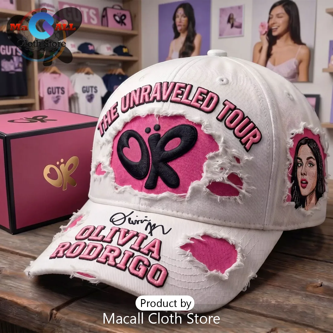 Olivia Rodrigo The Unraveled Tour 2026 Distressed Baseball Cap