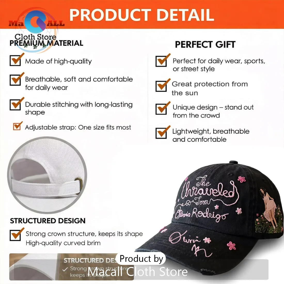 Olivia Rodrigo The Unraveled Tour Black Dad Hat
