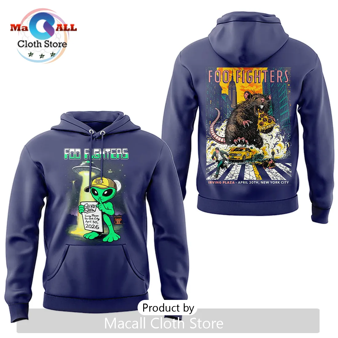 Foo Fighters Secret Show Irving Plaza NYC Alien Rat Concert Hoodie Foo Fighters Secret Show Irving Plaza NYC Alien Rat Concert Hoodie